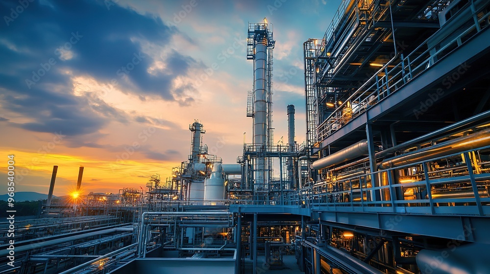 Large-scale industrial manufacturing plant with heavy equipment. Large-scale industrial manufacturing plant with heavy equipment.