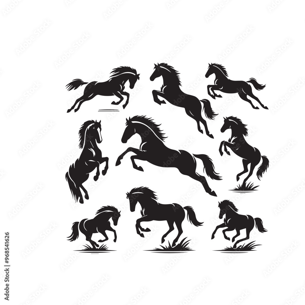 Horse silhouette vector design. Horse logo, icon vector design isolated on white background. Horse silhouette vector design. Horse logo, icon vector design isolated on white background.