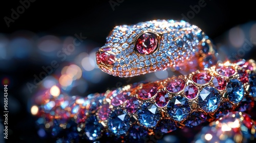 Crystal Snake with Ruby Rose