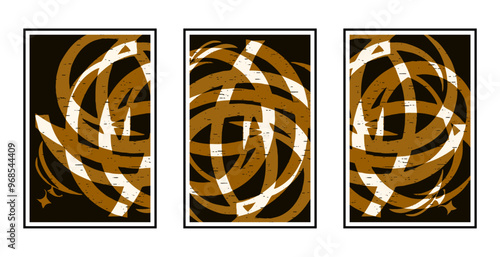 Set of 3 Abstract pattern. Illustration for printing on wall decorations. For use in graphics.