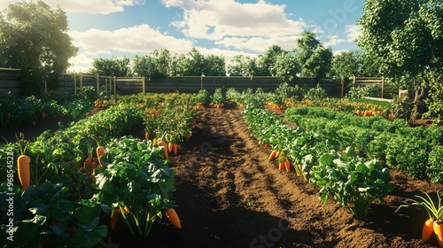 expansive carrot garden view from above photo