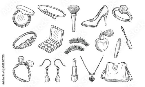 female accessories handdrawn collection