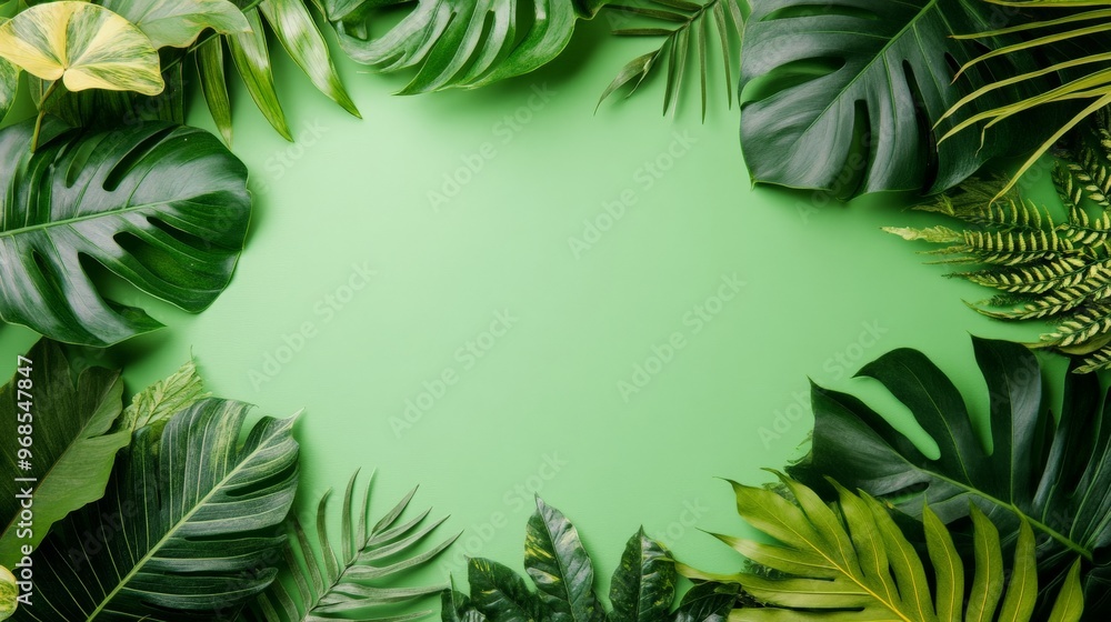 Naklejka premium Tropical Leaf Border.