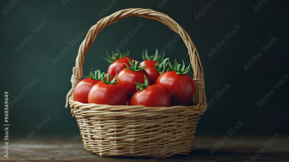 Fresh ripe tomatoes in basket Fresh ripe tomatoes in basket