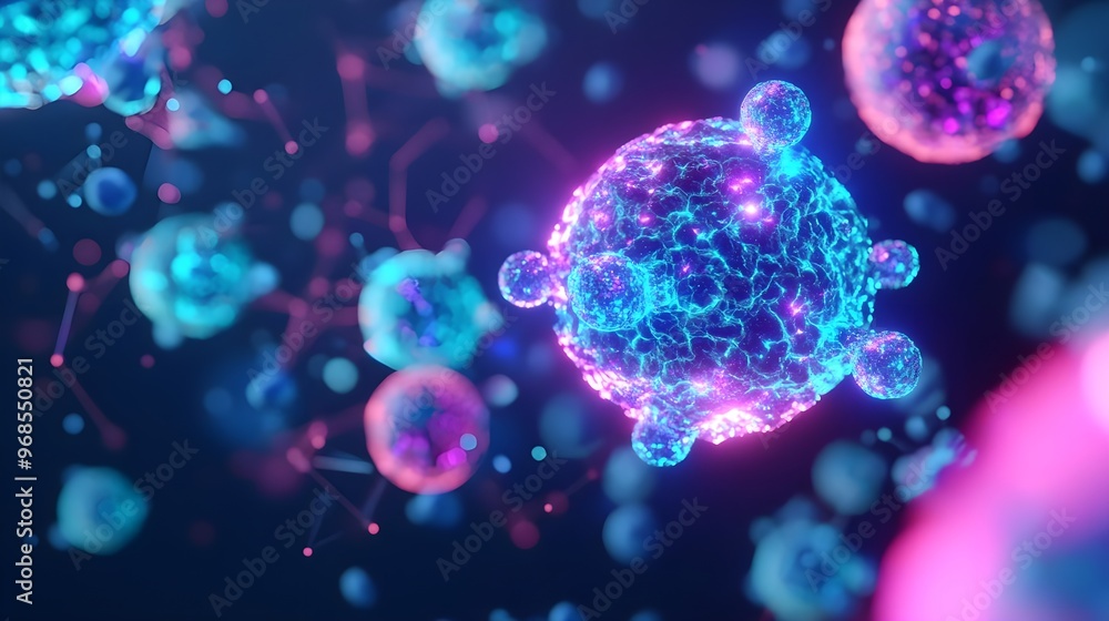 Abstract Blue and Pink Cell Network Abstract Blue and Pink Cell Network