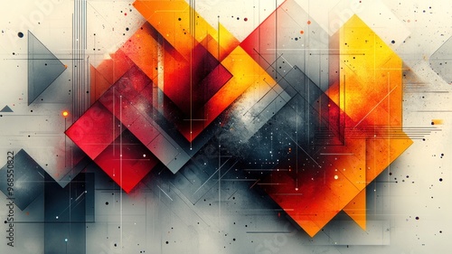 Abstract geometric composition with vibrant colors and shapes. photo