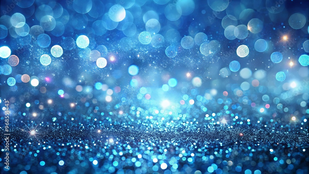 Abstract background of sparkling light blue glitter particles with bokeh effect and flickering lights Abstract background of sparkling light blue glitter particles with bokeh effect and flickering lights
