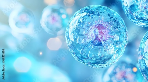 Abstract Blue Cells Microbiological Research