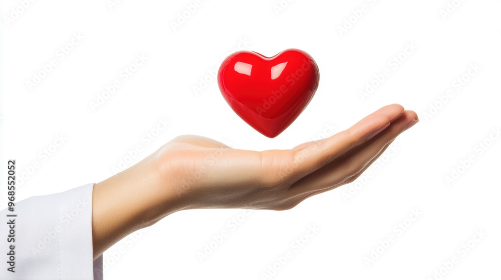 Doctor Heart on hand holding heart symbol sign healthcare medical equipment left hand isolated white background Doctor Heart on hand holding heart symbol sign healthcare medical equipment left hand isolated white background
