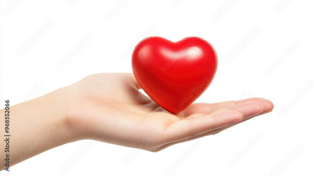 Heart on hand holding heart symbol sign healthcare medical equipment left hand isolated white background Heart on hand holding heart symbol sign healthcare medical equipment left hand isolated white background