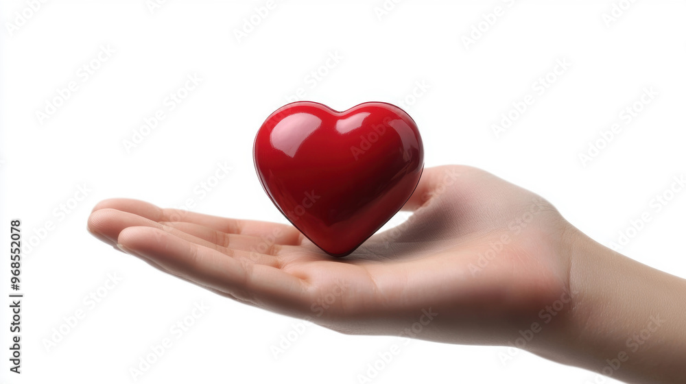 Heart on hand holding heart symbol sign healthcare medical equipment right hand isolated white background Heart on hand holding heart symbol sign healthcare medical equipment right hand isolated white background