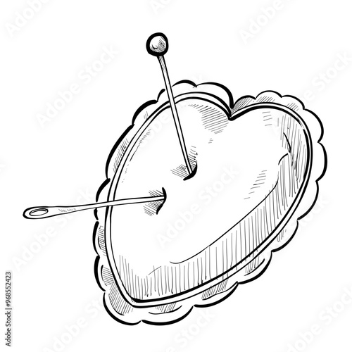 sewing pincushion handdrawn illustration