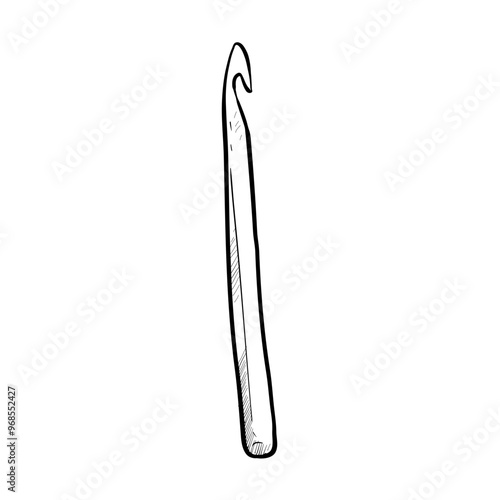 sewing crochet hook handdrawn illustration