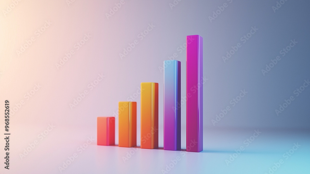 A minimalist design of a digital bar chart showing increasing profits A minimalist design of a digital bar chart showing increasing profits