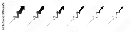  zigzag arrow 3d icon. zig-zag arrows up sign. symbol graph illustration for growth succes finance on business or market
