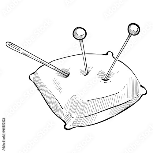 sewing pincushion handdrawn illustration