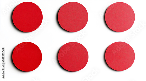 Free Download Six red circles arranged in a grid on a white surface showcasing different shades and textures during daylight - GFXLoad