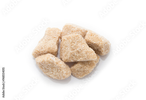 brown sugar cubes isolated on white background