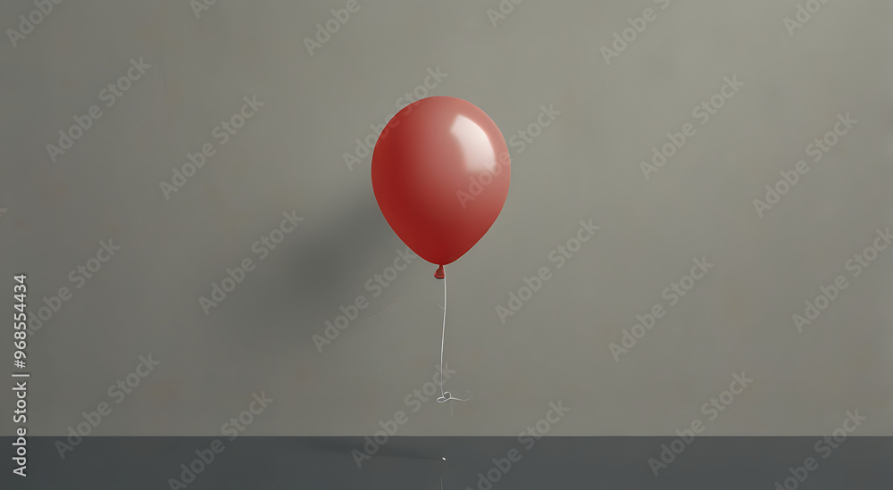 A minimal illustration of a single balloon floating upward, with a thin string trailing behind it. The balloon is simple, representing freedom, joy, and lightness