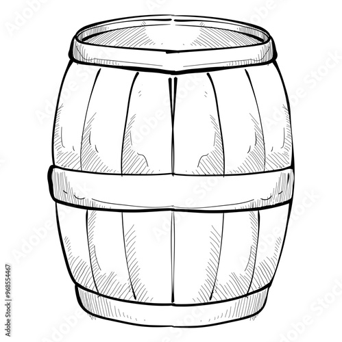 wooden barrel handdrawn illustration