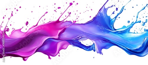 Abstract paint splash in pink and blue colors.