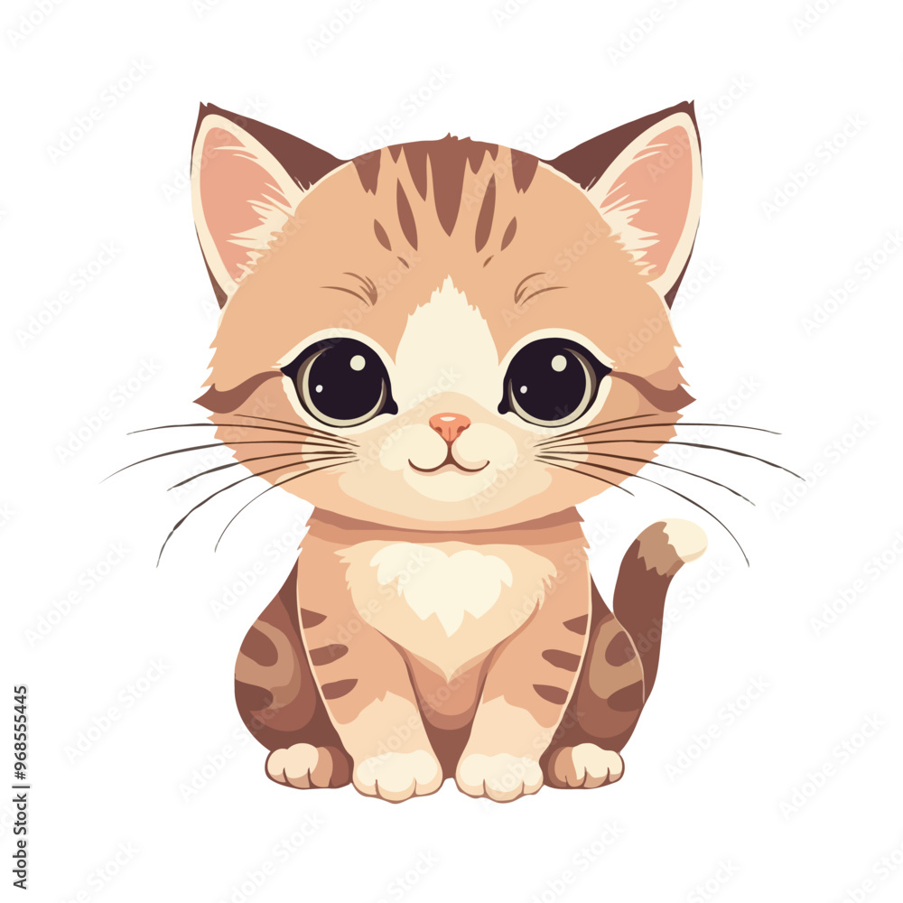 Fototapeta premium Adorable Cartoon Black Kitten Clipart in Cute Sitting Pose