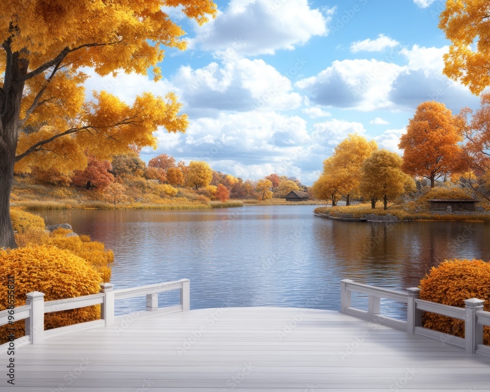 Obraz premium Autumn Landscape Photography Peaceful Nature Scenes for Emotional Healing and Support, Find Tranquility in Vibrant Fall Colors
