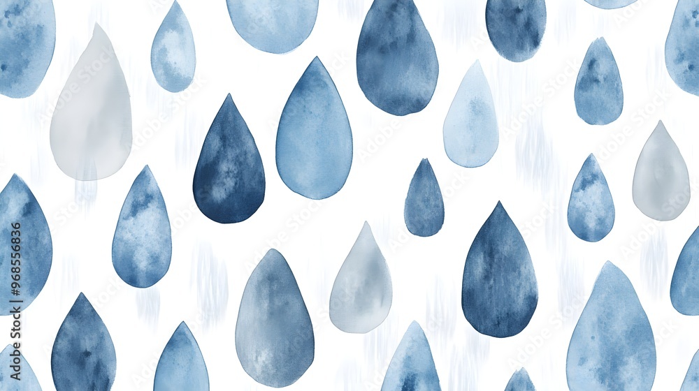 Abstract Watercolor Blue Drops Seamless Pattern Abstract Watercolor Blue Drops Seamless Pattern