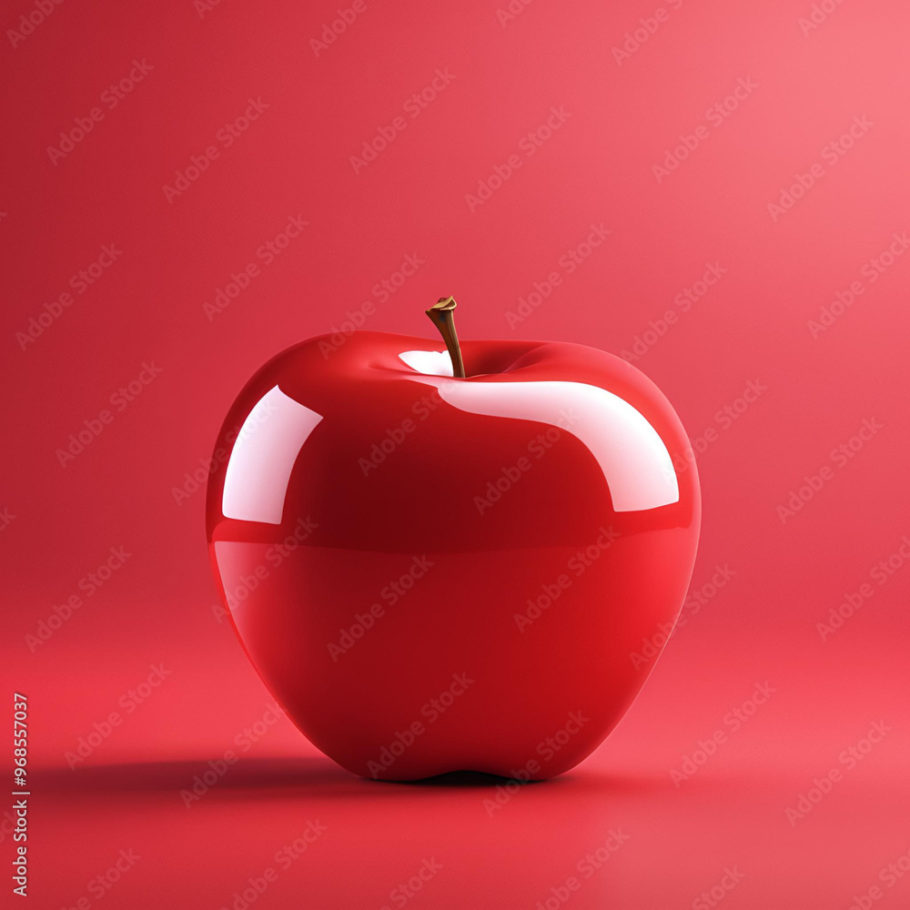 Obraz premium Shiny apple on a red background