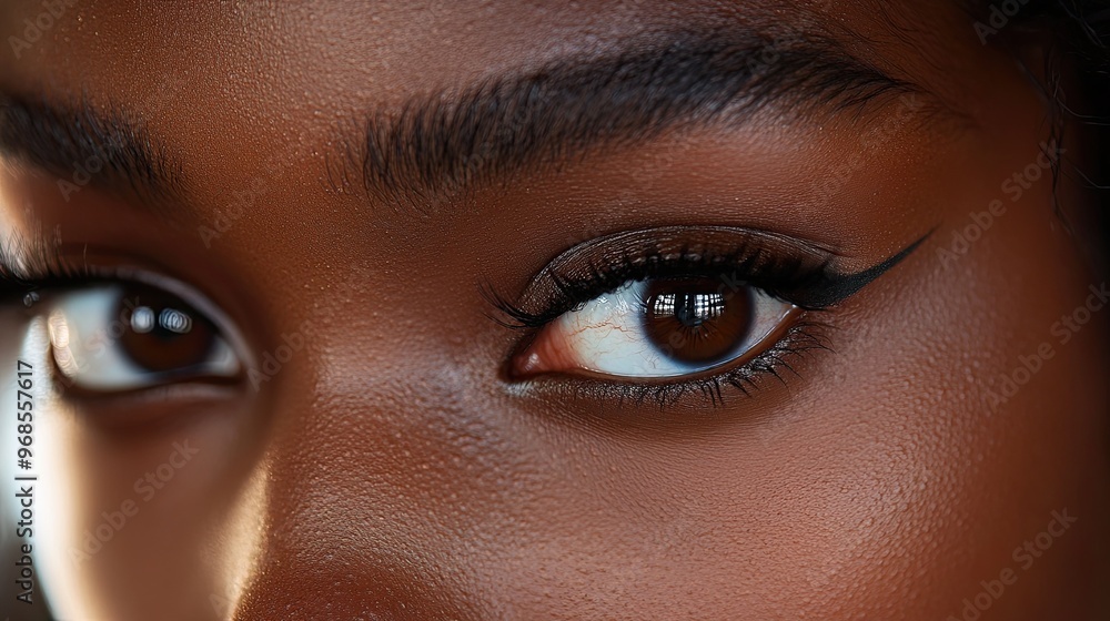 8. A close-up shot of a model s eyes, with smooth eyeliner and volumizing mascara creating a bold, natural look that accentuates long-lasting beauty and smooth application 8. A close-up shot of a model s eyes, with smooth eyeliner and volumizing mascara creating a bold, natural look that accentuates long-lasting beauty and smooth application