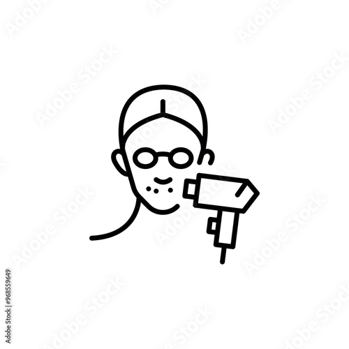 Facial Laser Hair Removal icon. Simple facial laser hair removal icon for social media, app, and web design. Vector illustration