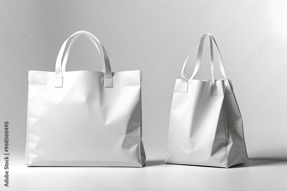 White shopping bag on white.
White shopping bag on white.