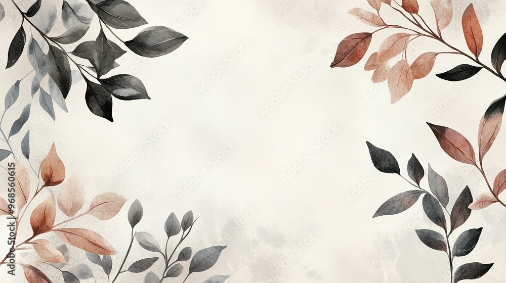 Watercolor Painting of Leaves in Gray, Brown, and Beige Hues Watercolor Painting of Leaves in Gray, Brown, and Beige Hues