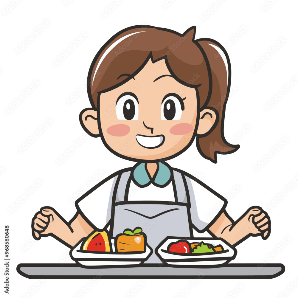 lunch lady, simple cartoon, white background
lunch lady, simple cartoon, white background
