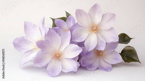  Close-up of a bouquet of flowers, with green leaves on top and petals below