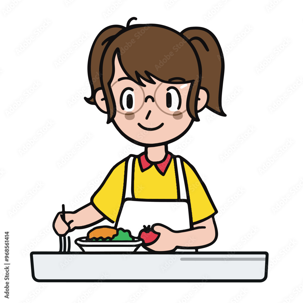 lunch lady, simple cartoon, white background
lunch lady, simple cartoon, white background