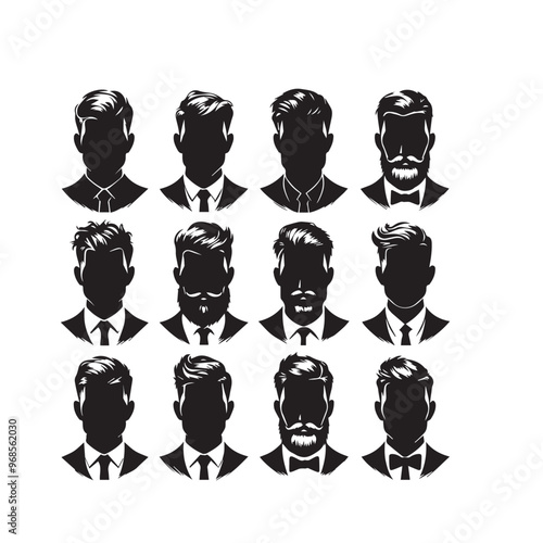 Man, hair cut style silhouette. Stylish hair cut silhouette vector design.