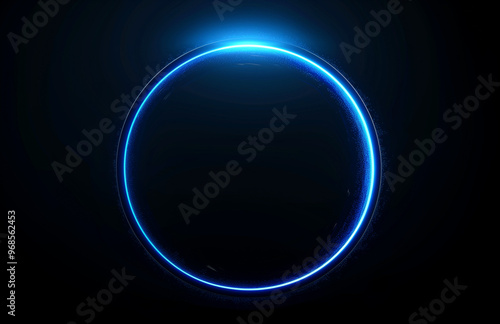 A blue, glowing line forming a circle on a black background.