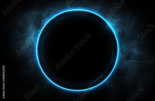 A blue, glowing line forming a circle on a black background.