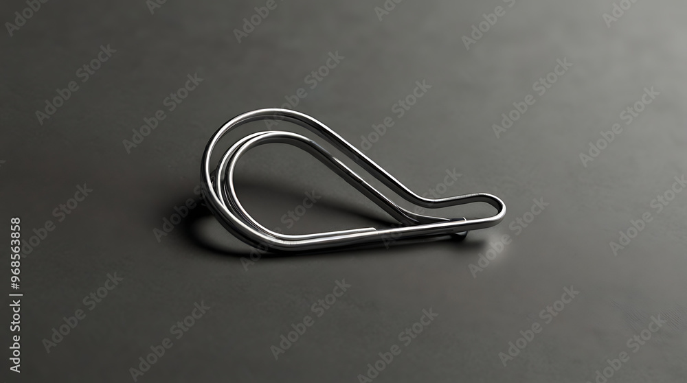 A minimal illustration of a paper clip, bent slightly out of shape, resting on a flat surface. The design represents imperfection, usefulness, and everyday objects A minimal illustration of a paper clip, bent slightly out of shape, resting on a flat surface. The design represents imperfection, usefulness, and everyday objects
