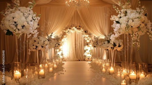 Wallpaper Mural A beautifully decorated wedding ceremony with white flowers, candles, and elegant drapery, creating a romantic and intimate atmosphere Torontodigital.ca