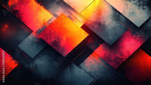 Abstract geometric design with vibrant colors and textures. photo