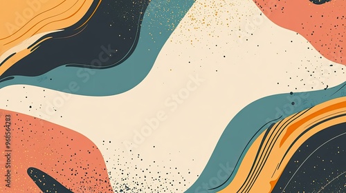 A colorful, organic vintage abstract background with flowing shapes and retro-inspired hues that create a dynamic, artistic atmosphere.