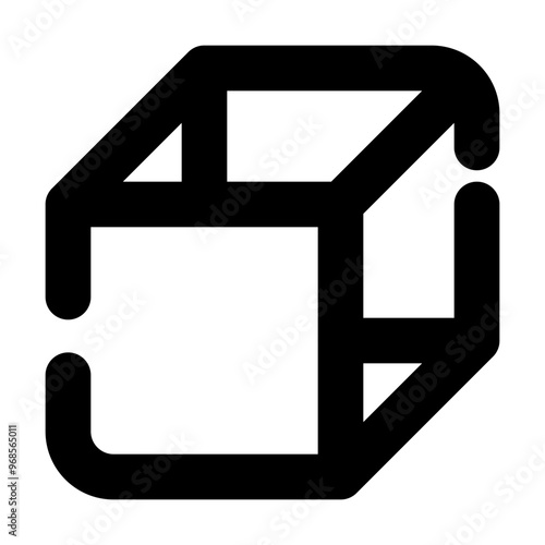 Cube Icon Broke Line Style