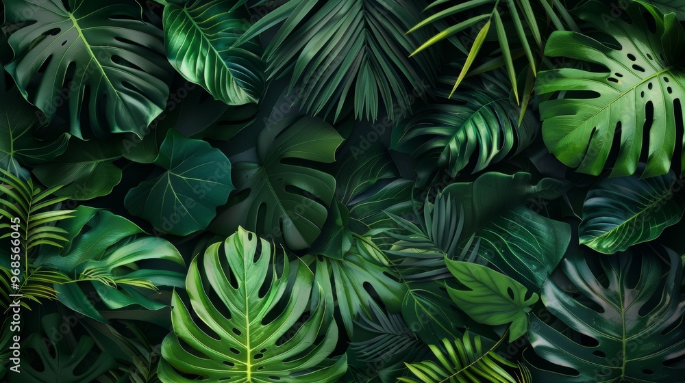 beautiful tropical leaves in green color closeup beautiful tropical leaves in green color closeup
