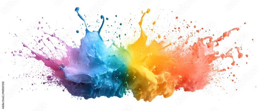Vibrant splashes of colorful paint create a dynamic and energetic visual, perfect for art, creativity, and design themes. Vibrant splashes of colorful paint create a dynamic and energetic visual, perfect for art, creativity, and design themes.