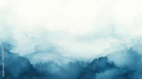 Abstract watercolor texture with smooth transitions between light blue and white, providing a tranquil, artistic background