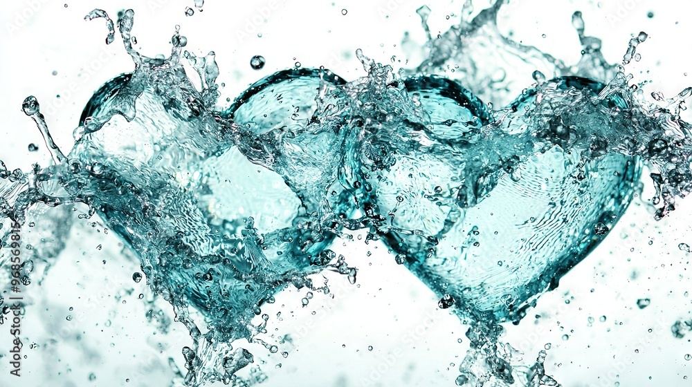Two hearts made from splashing water forming a heart shape Two hearts made from splashing water forming a heart shape