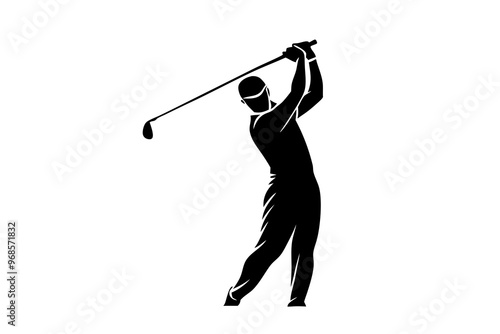 golf boy silhouettes. golfer abstract vector silhouette on white background.