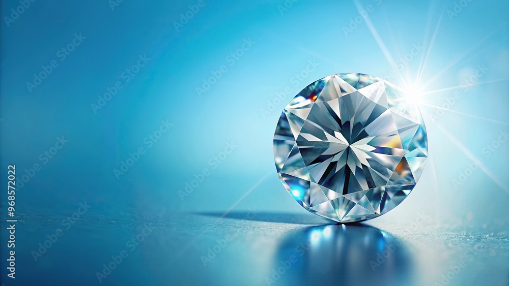 sparkling, jewelry, shimmering, valuable, round brilliant cut,diamond, luxury, serene, A shimmering round brilliant cut diamond delicately placed on a serene light blue background sparkling, jewelry, shimmering, valuable, round brilliant cut,diamond, luxury, serene, A shimmering round brilliant cut diamond delicately placed on a serene light blue background